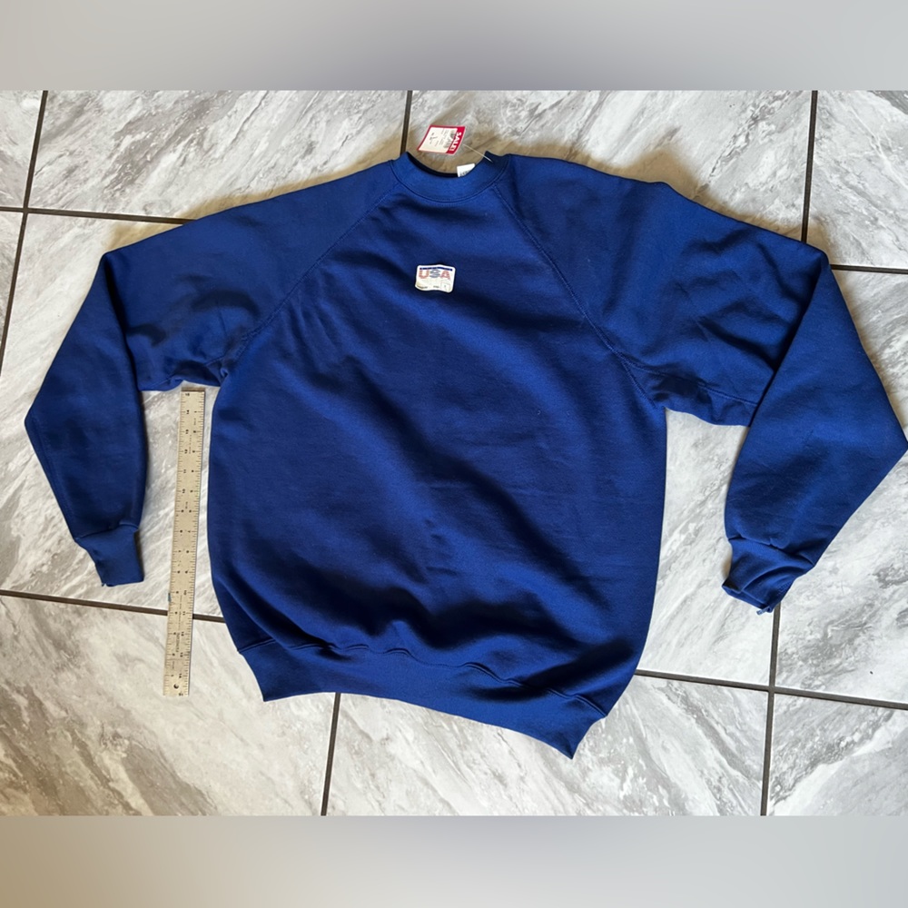 Vintage NOS Discus Athletic blue crew neck sweater  new w/tags RARE